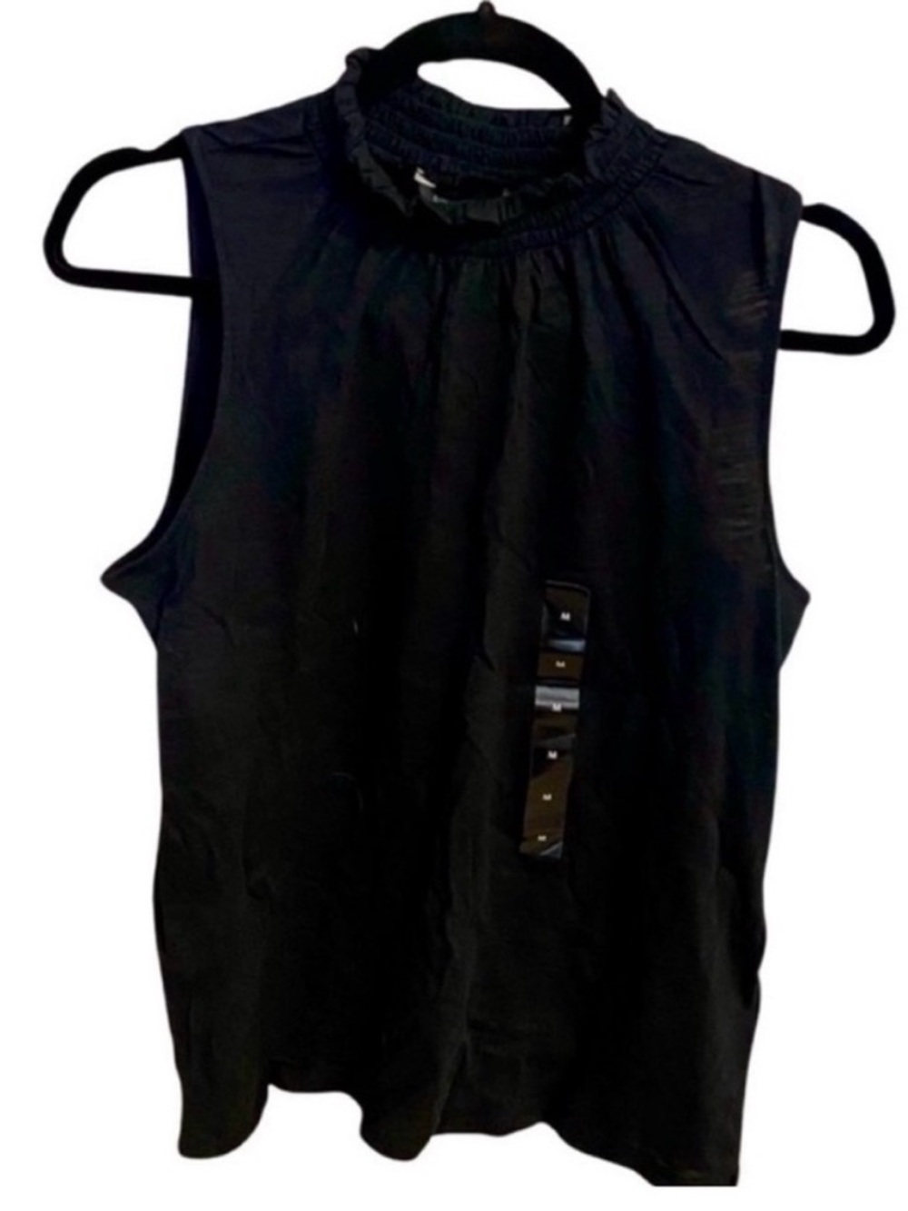 Banana Republic Factory Black Sleeveless Ruffle Neck Top Size M NWT